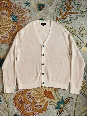 Banana Republic Midweight Linen Blend Cardigan Tan Size XXL Grandpa Mr. Rogers